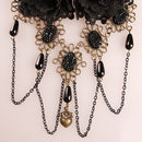 Gothic Retro Black Fringed Flowers Lace Headdress Fashion Hair Clip Jewelry N9E7