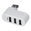 180 Degree Rotate USB 2.0 HUB Mini 3 Ports Splitter Hub Adapter White