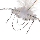White Feather Flapper Headband w/Tassel 1920s Great   Bridal Headpiece