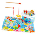 Toddler Wooden Magnetic Fishing Pole Game Montessori Toys,Go Fish Ocean Animals