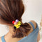 Star Pompom Hair Rope Women Ponytail Holder Elastic Rubber Bands (Yellow) A