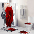 180 x 180Cm 4Pcs/Set Elegant Flowers Pattern Shower Curtain Mat Set Non Sli