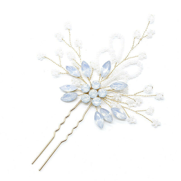 Women Hairpin Wedding Bridal Opal Crysta Hairpins Handmade Hair Jewelry N%PJ Gw
