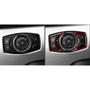 Red Carbon Fiber Headlight Switch Button Trim Stickers for Ford Mustang 15-19