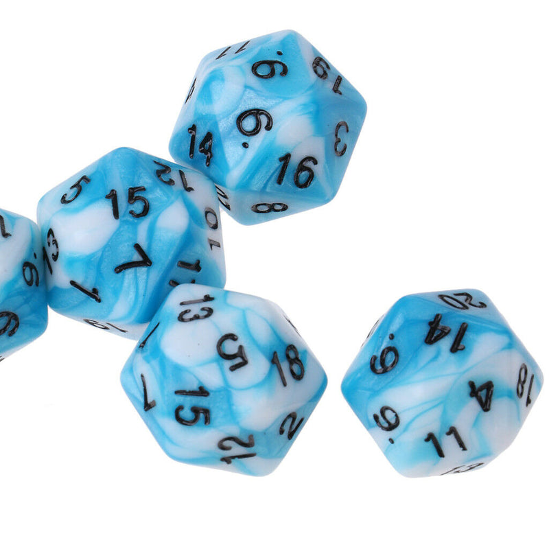 Set of 20 Colorful D20 Dice for D&D RPG Game 20 Sided 14mm