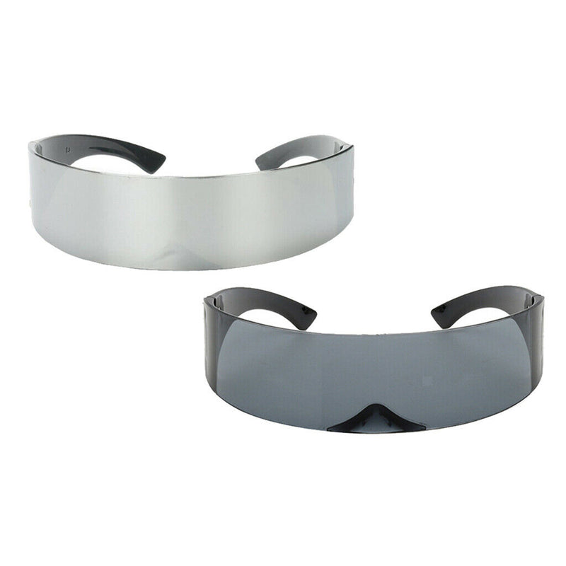 2 x Futuristic Wrap Sunglasses Narrow Flat Top Glasses Party Props Eyewear