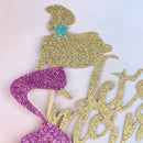 let's be mermaids glitter cake topper birthday party decorations supplies BJ!j