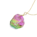 Natural Rainbow Stone Crystal Chakra Rocks Chain Quartz Pendant Necklace Jewelry