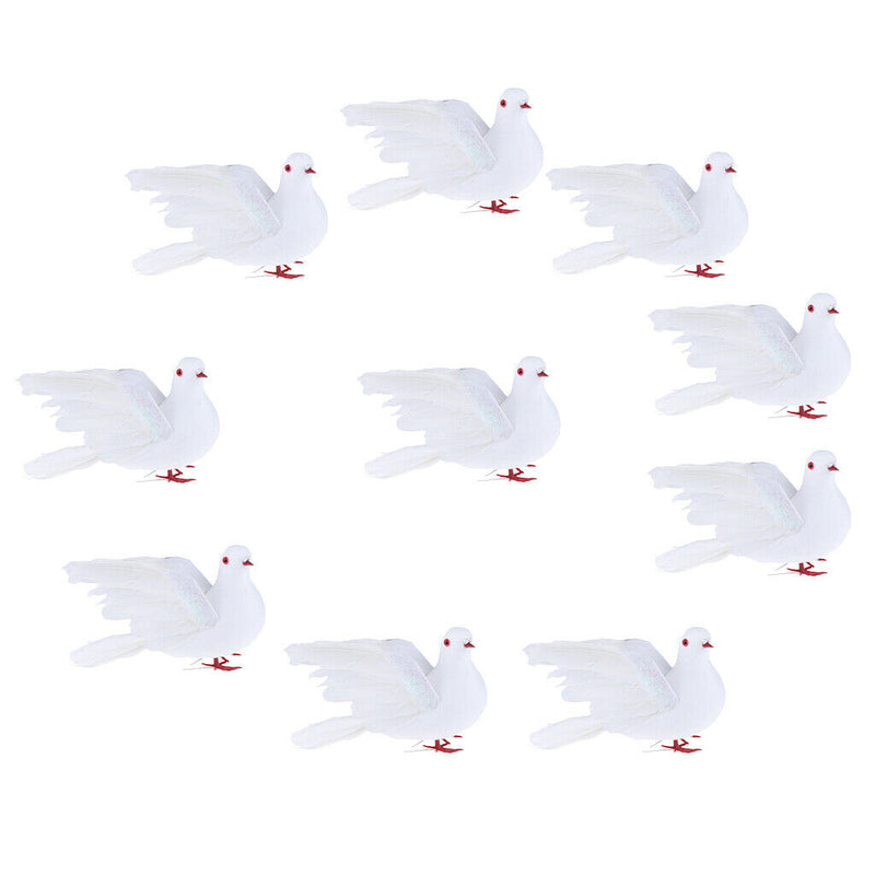 10 Packs of Realistic Feathered Pigeon Doves Animal Birds Ornament Decoration