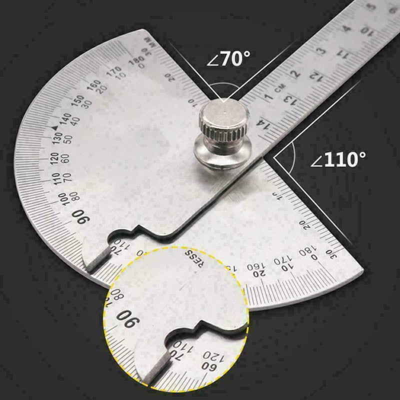 180 degree Protractor Angle Finder Arm Measuring Ruler Stainless Steel Tool M7R2