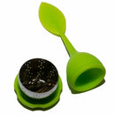 Stainless tea infuser with lid Silicone strainer Green leaf-4 piece W1J5