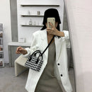 Retro Plaid Shoulder Crossbody Bag Women PU Portable Totes Handbags (Black) A