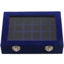 24 grid Display Box Jewelry Storage Glass Bracelet Watch pillow Buckle Blue L1P8