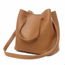 4pcs Set Women Bag Fashion Solid PU Single Shoulder Messenger Bags(Brown)