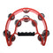 Double Half Moon Tambourine Percussion Drum Plastic Handle Red Metal Jingle