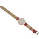Female Arabic numbers smooth Leather belt quartz Wrist Watch Red  O7I1