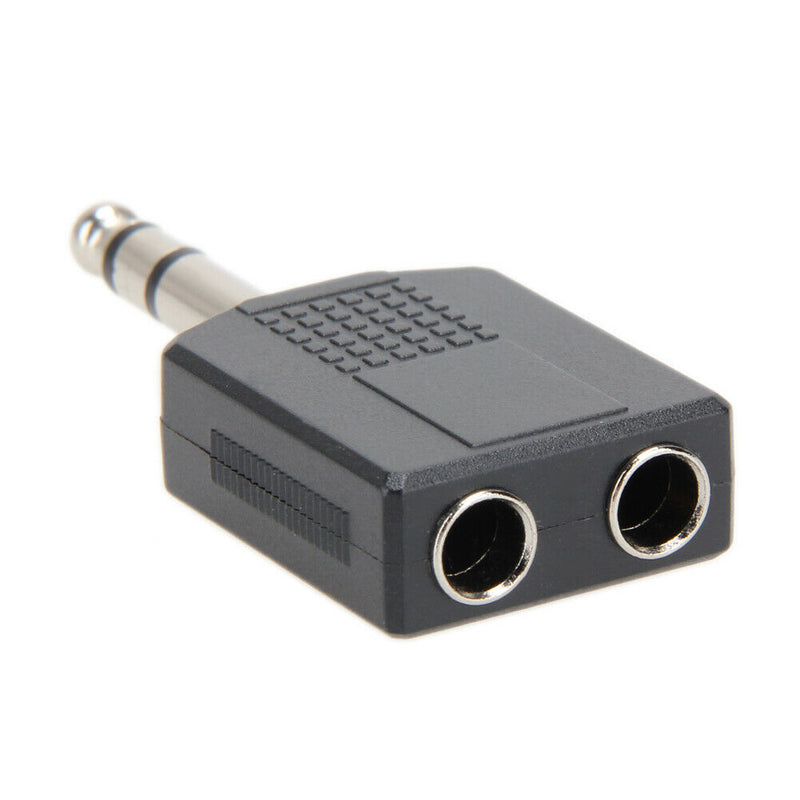 Stereo 6.35mm 1/4" 1 Male Plug to 2Mono Female Jack Audio Splitter Adapter K1B