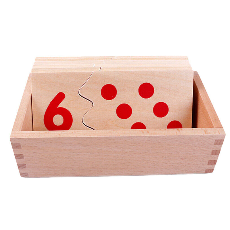 Wood Montessori Math Matching Puzzles Games 1-10 Numbers, Kids Early Learning