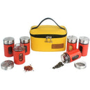 6Pcs Outdoor Seasoning Bottle Set Stainless Steel Glass Bottle Camping Barb