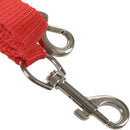Red Nylon 15mm Width Walk Double Dog Two Lobster Clasp Way Pet Leash
