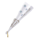 Sequin Flower Detailings White Nylon Hand Folding Fan