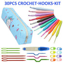 30pcs Crochet Hooks Kit Yarn Knitting Needles Sewing Tool Ergonomic Grip Bag Set