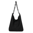 Fashion Corduroy Handbag Chain Totes Lady Shoulder Shopping Bag (Black)