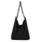 Fashion Corduroy Handbag Chain Totes Lady Shoulder Shopping Bag (Black)