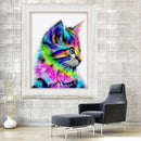 Frameless Abstract Cat Animal Painting By Numbers Acrylic Paint On Canvas