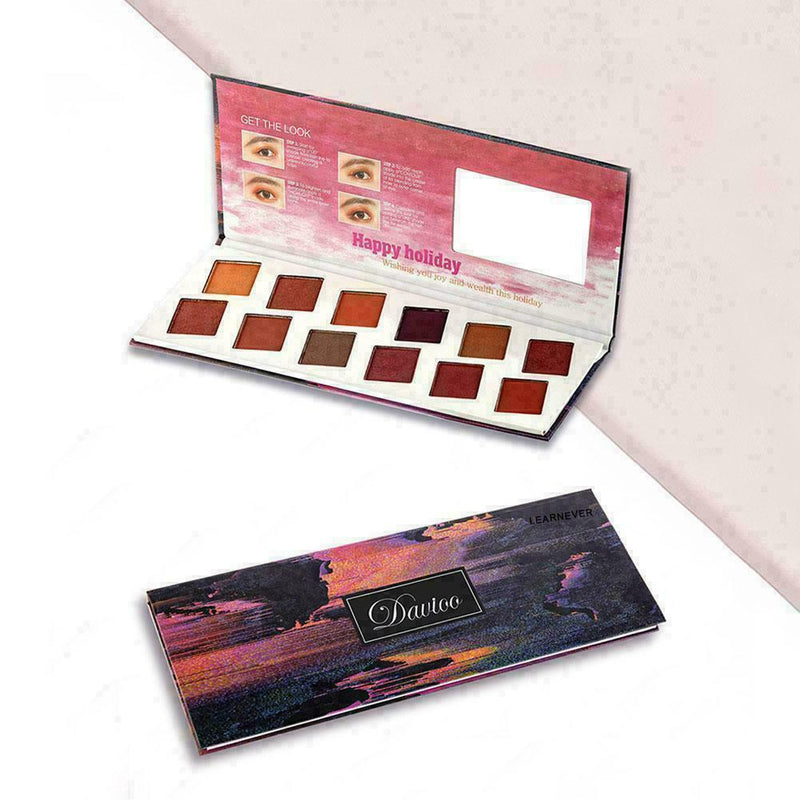 12Color Beauty Glazed Pressed Palette Glitter Eyeshadow Matte Makeup Waterp A3N2