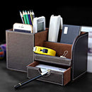 1pcs PU Leather Multi-function Desk Stationery Organizer Storage Box Pen/Pe