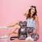 3pcs/set Sequin School Backpack Women Rabbit Ear Rucksack Purse Bags (Pink)