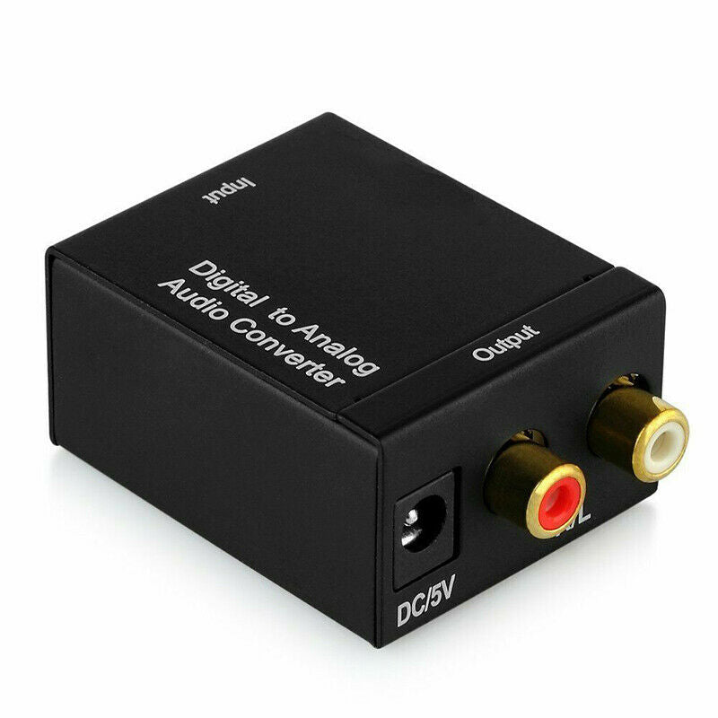 Digital to Analog Audio Converter Coaxial Optical Toslink RCA LR Adapter Black