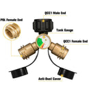 Propane Dispenser, 2-Way Propane Tank Y Distributor Adapter with Gauge, Gas