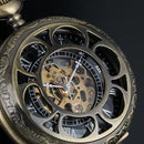 Classic Steampunk Mechanical Style Skeleton Steel Black Pocket Watch Gift Box