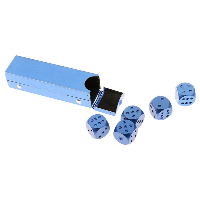 5x Metal Dices Set w/ Box for Dungeons &Dragons RPG MTG Table Game Dark Blue