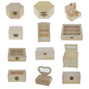 Unfinished Wooden Jewelry Tool Storage Box Glass Lid for Arts Crafts