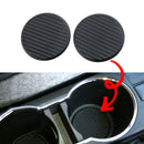 2Pcs Black round car accessories water cup slot non-slip carbon fiber look  3C
