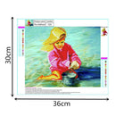 5D DIY Diamond Painting Seaside Playing Sand Girl Cross Stitch Mosaic Kit