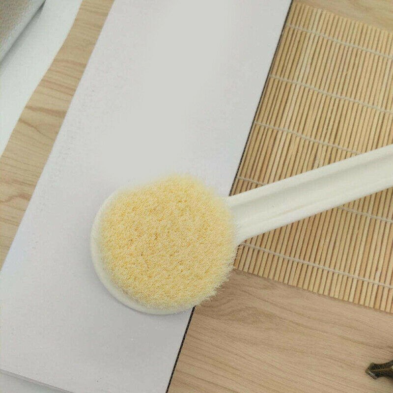 White PP Bath Body Brush Long Handle Reach Back Body Shower Spa Scrubber Durable