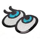 cartoon eyes Embroidered Cloth Iron On Patch Sew Motif Applique badge Sequin Gw