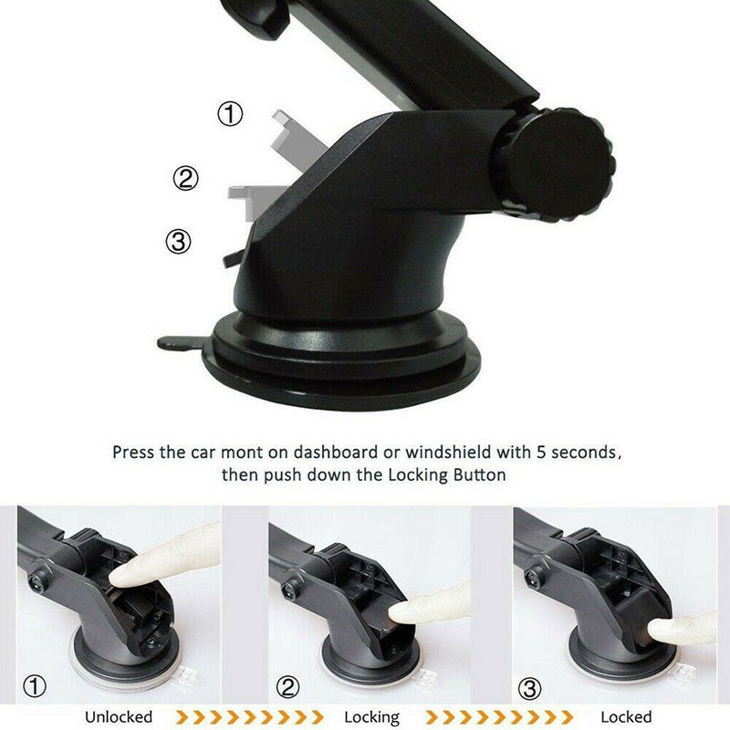 Suction Cup Retractable Car Phone Holder Interior Space Saving Universal Bracket