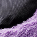 Round Soft Dog Bed Plush Kennel Nest Velvet Folding Pet Mat (Purple M)