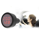 Car Charger 2.1A Phone Charger 12V/24V Digital Voltmeter Thermometer (Red)