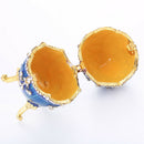 Blue Enamel Faberge Easter Egg Jewelry Box Wedding Ring Storage Container