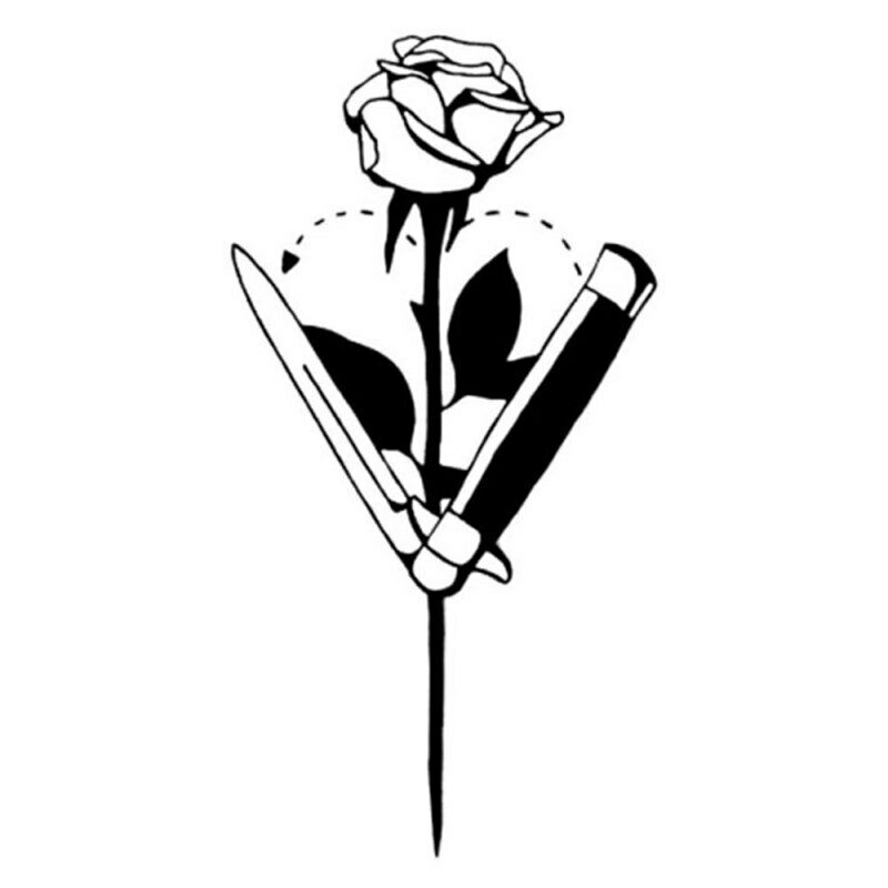 2 sets Waterproof Flower Tattoo Stickers New Teens Women Black And White Flower