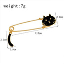 2pcs White Black Enamel Cat Brooch Pin Large Safety Pin Men Woman Jewelry