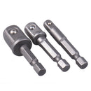 3 Pcs Socket Adapter Set Hex Shank to 1/4 3/8 1/2 Inch Impact Driver Dril DYK