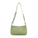 Women Solid Evening Clutch Shoulder Handbags PU Leather Totes Bags (Green)