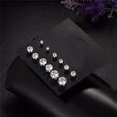 6 Pairs/Set Women's Fashion Jewelry White  Zircon CubicCrystal Ear Stud Earrings